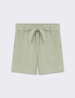 Donna Piazza Italia Donna<Pantaloncino ampio con cintura. Vita alta con elastico on vita e tasche davanti - salvia