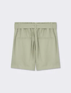 Donna Piazza Italia Donna<Pantaloncino ampio con cintura. Vita alta con elastico on vita e tasche davanti - salvia