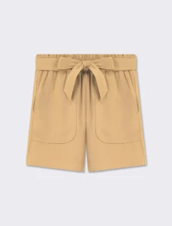 Donna Piazza Italia Donna<Pantaloncino ampio con cintura. Vita alta con elastico on vita e tasche davanti - fieno