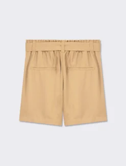 Donna Piazza Italia Donna<Pantaloncino ampio con cintura. Vita alta con elastico on vita e tasche davanti - fieno