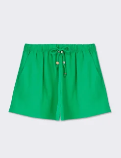 Donna Piazza Italia Donna<Pantaloncino in tessuto fluido e coulisse con charms - mela