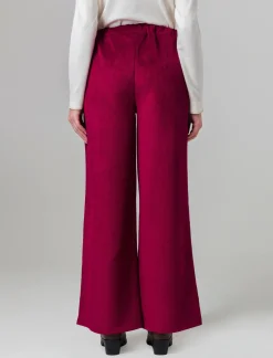 Donna Piazza Italia Donna|Pantaloni<Pantalone a coste in tessuto effetto velluto - Vinaccia