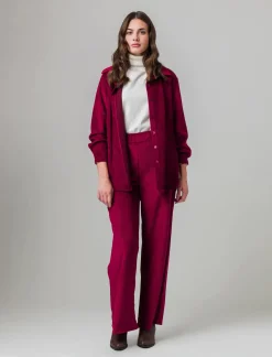 Donna Piazza Italia Donna|Pantaloni<Pantalone a coste in tessuto effetto velluto - Vinaccia