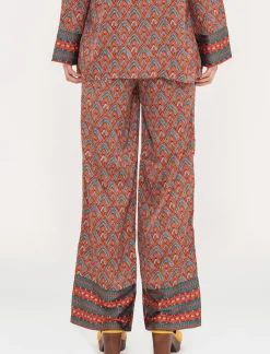 Donna Piazza Italia Donna<Pantalone a palazzo in tessuto fluido con coulisse e simpatiche nappine - var 2