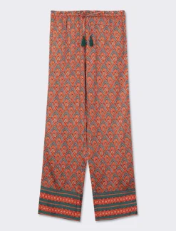 Donna Piazza Italia Donna<Pantalone a palazzo in tessuto fluido con coulisse e simpatiche nappine - var 2