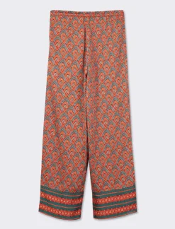 Donna Piazza Italia Donna<Pantalone a palazzo in tessuto fluido con coulisse e simpatiche nappine - var 2