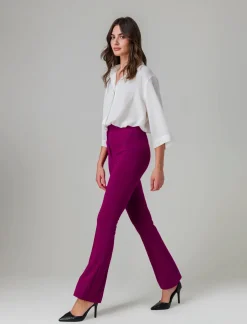 Donna Piazza Italia Pantaloni<Pantalone a zampa con bottoni in vita - Vinaccia