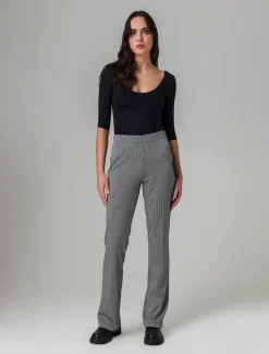 Donna Piazza Italia Pantaloni<Pantalone a zampa in tessuto quadro - Pied de poule