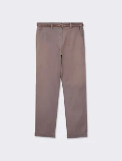 Donna Piazza Italia Donna|Pantaloni<Pantalone chino colorato con cintura e tessuto comfort elasticizzato, vestibilità regular - piombo