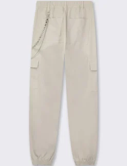 Donna Piazza Italia Donna|Pantaloni<Pantalone colorato con tasconi applicati e catena di tessuto elastico con vestibilita comfort - gesso