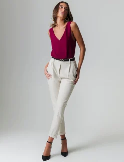 Donna Piazza Italia Donna|Pantaloni<Pantalone con cintura e tasche americane - burro