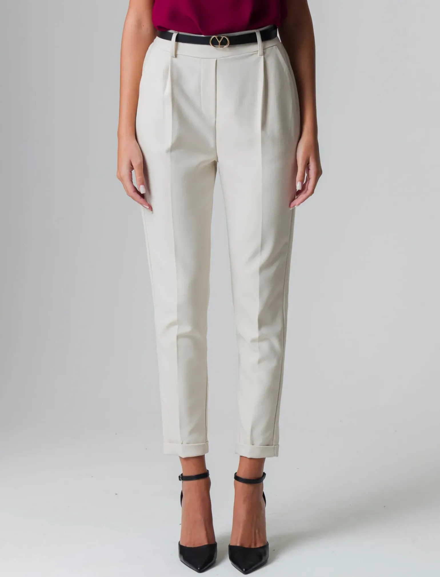 Donna Piazza Italia Donna|Pantaloni<Pantalone con cintura e tasche americane - burro