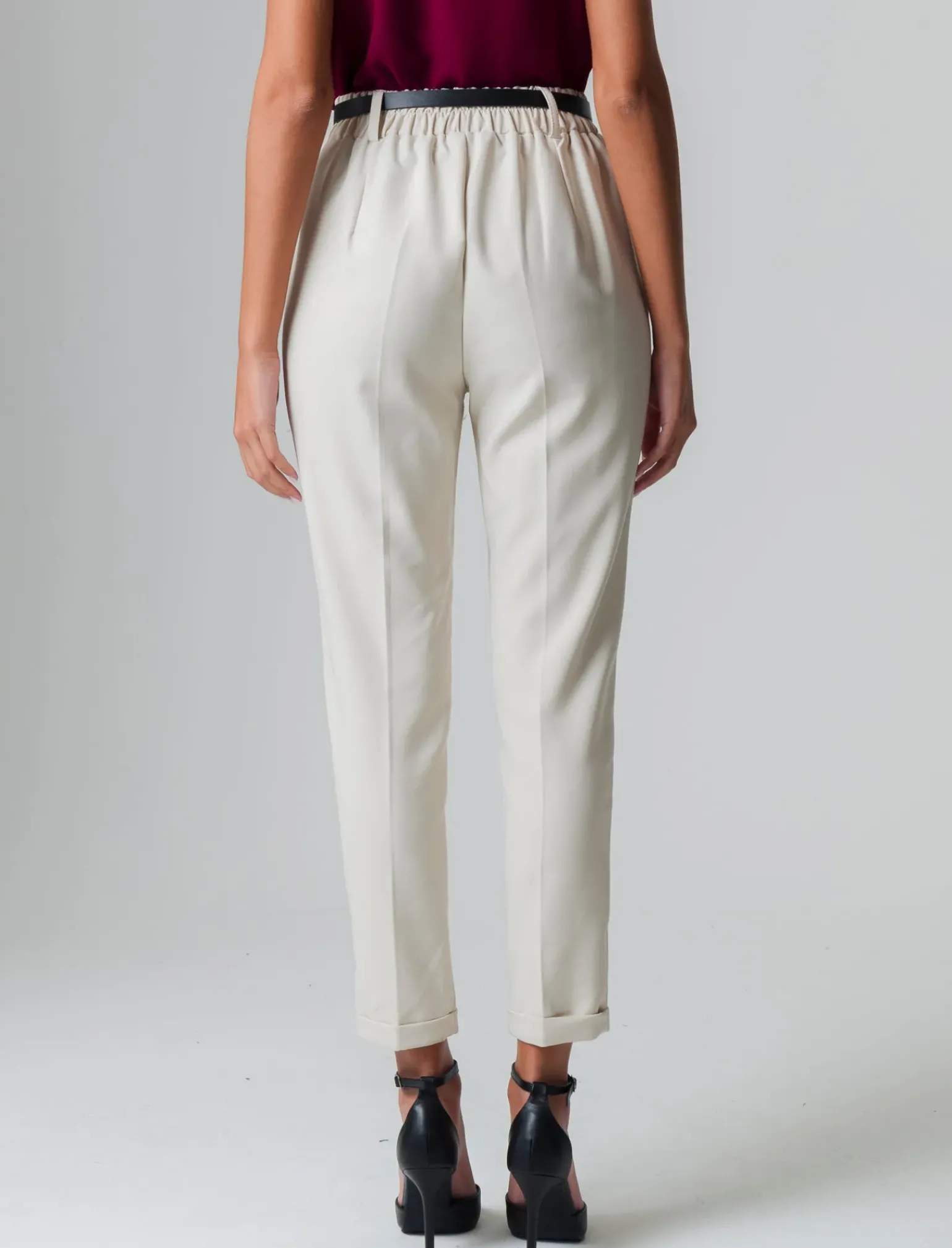 Donna Piazza Italia Donna|Pantaloni<Pantalone con cintura e tasche americane - burro