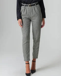 Donna Piazza Italia Pantaloni<Pantalone con cintura e tasche all'americana - Pied de poule