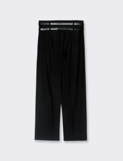 Donna Piazza Italia Pantaloni<Pantalone con doppia cintura a gamba dritta - Nero