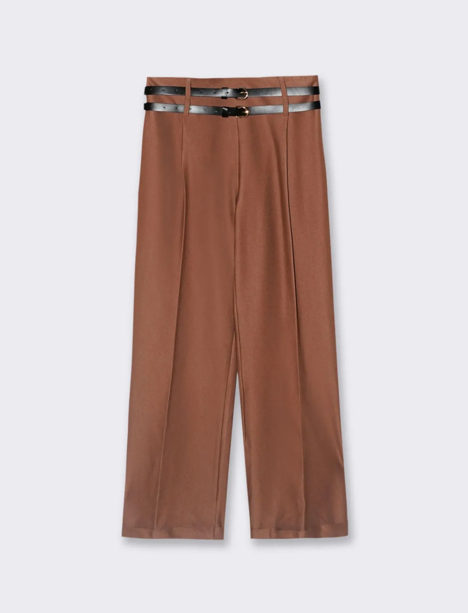 Donna Piazza Italia Pantaloni<Pantalone con doppia cintura a gamba dritta - Cammello