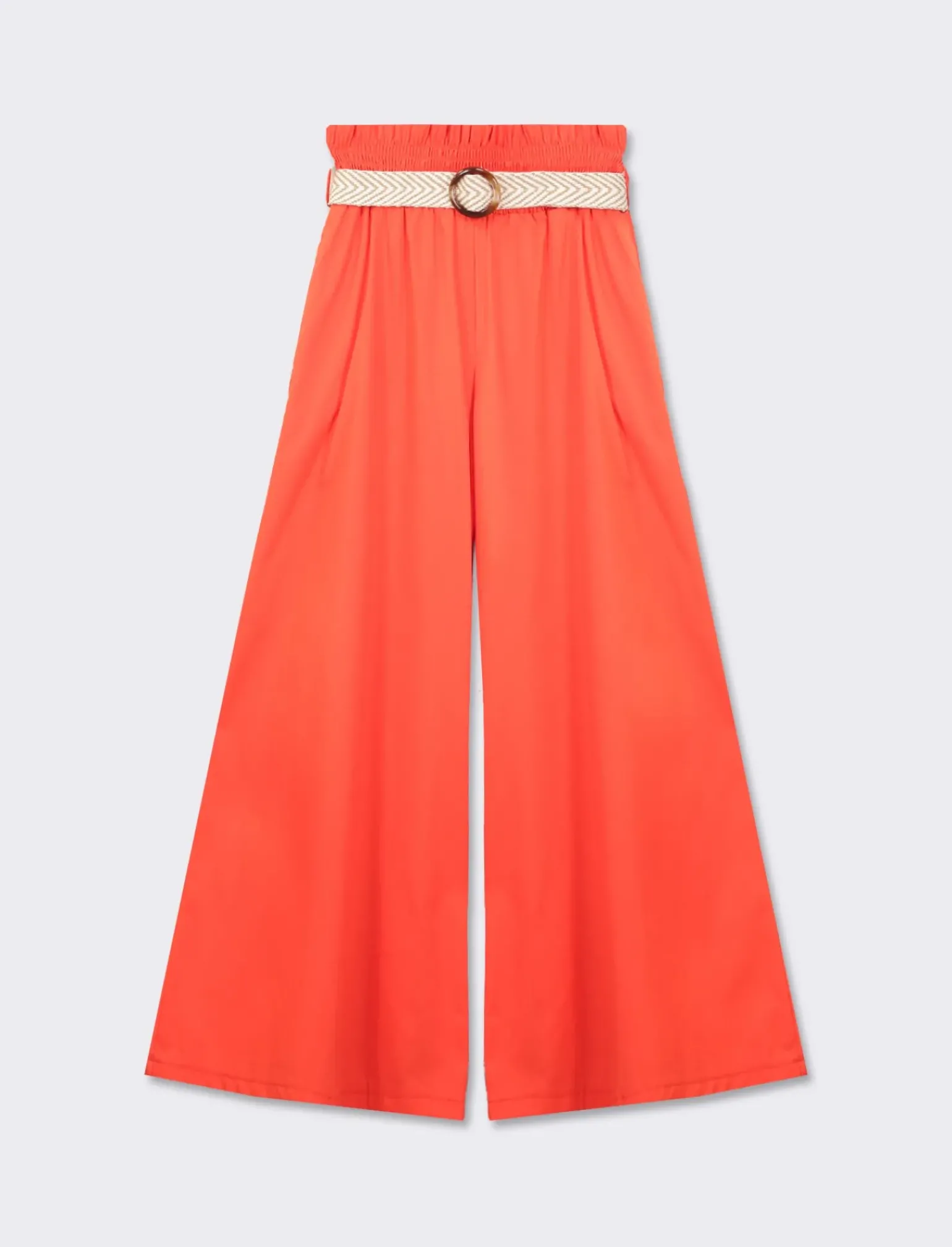 Donna Piazza Italia Donna<Pantalone cotone con elastico in vita e cinura - Arancio