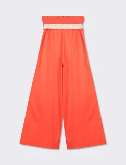 Donna Piazza Italia Donna<Pantalone cotone con elastico in vita e cinura - Arancio