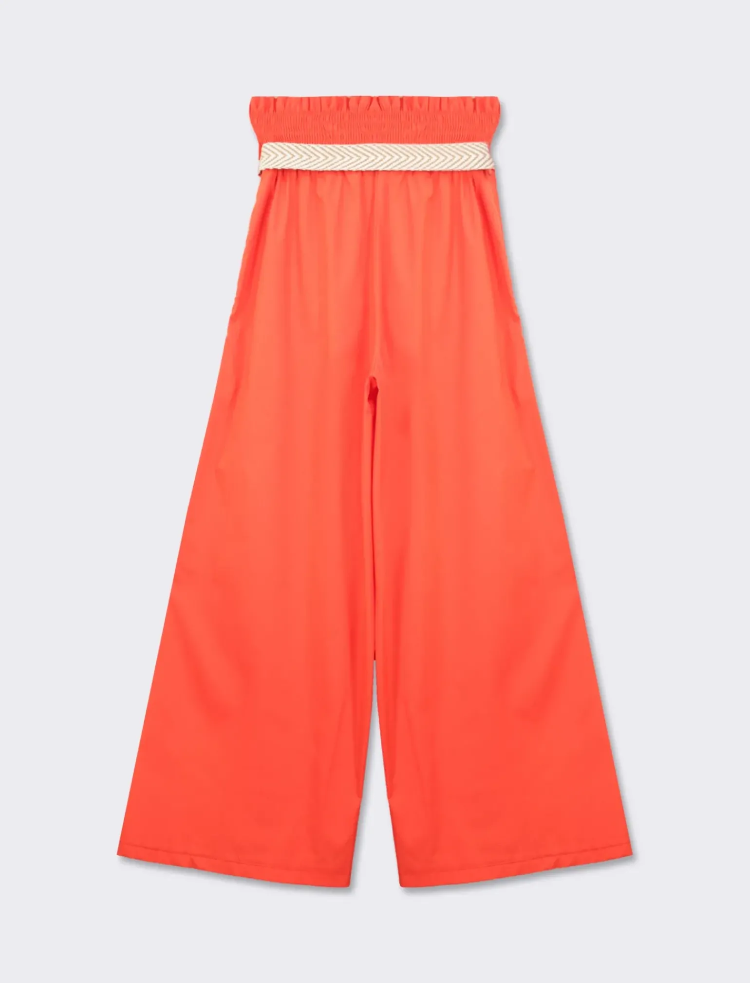 Donna Piazza Italia Donna<Pantalone cotone con elastico in vita e cinura - Arancio