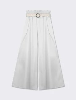 Donna Piazza Italia Donna<Pantalone cotone con elastico in vita e cinura -