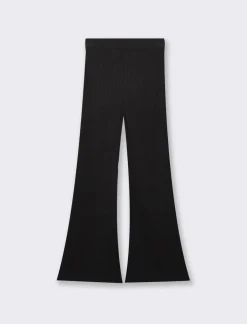 Donna Piazza Italia Pantaloni<Pantalone flare con elastico in vita e lavorazione a coste larghe -