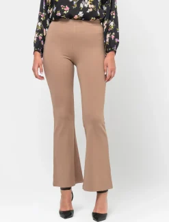Donna Piazza Italia Pantaloni<Pantalone flare in punto milano con bustino elastico - Cammello