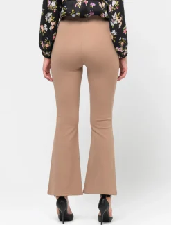 Donna Piazza Italia Pantaloni<Pantalone flare in punto milano con bustino elastico - Cammello