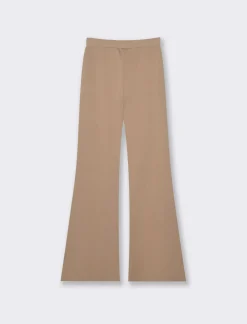 Donna Piazza Italia Pantaloni<Pantalone flare in punto milano con bustino elastico - Cammello