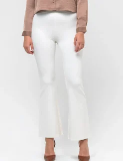 Donna Piazza Italia Pantaloni<Pantalone flare in punto milano con bustino elastico - Avorio