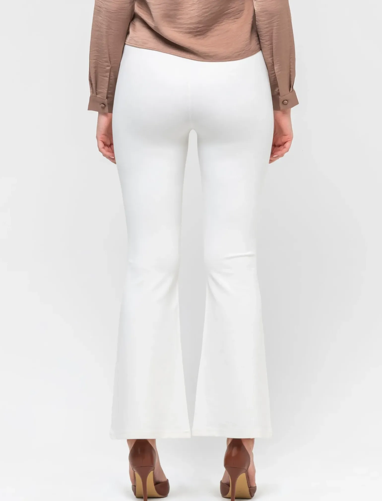 Donna Piazza Italia Pantaloni<Pantalone flare in punto milano con bustino elastico - Avorio