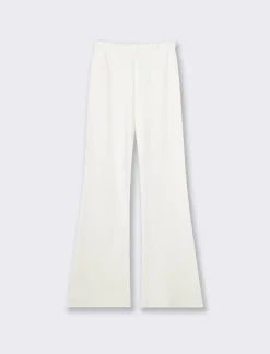Donna Piazza Italia Pantaloni<Pantalone flare in punto milano con bustino elastico - Avorio