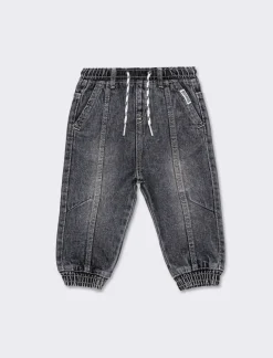 Piazza Italia Jeans<Pantalone in denim modello jogger con lacci in vita e stampa sul dietro -