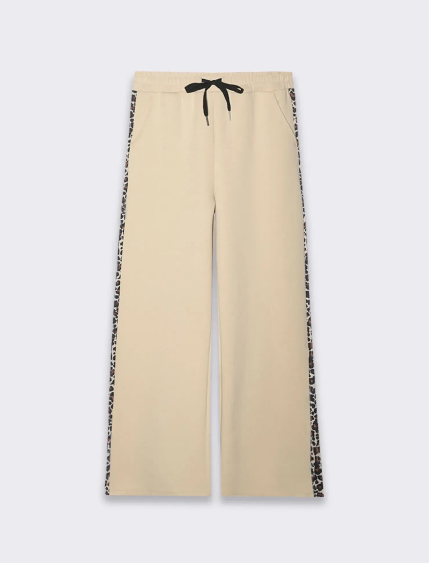 Piazza Italia Pantalone in felpa con banda laterale maculata - Beige Flash Sale