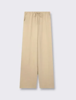 Donna Piazza Italia Pantaloni<Pantalone in tessuto fluido con elastico e coulisse in vita vestibilità straight - Beige corda