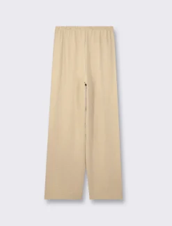 Donna Piazza Italia Pantaloni<Pantalone in tessuto fluido con elastico e coulisse in vita vestibilità straight - Beige corda