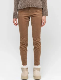 Donna Piazza Italia Donna|Pantaloni<Pantalone in velluto 5 tasche skinny chiusura con bottone e zip di metallo - Beige corda