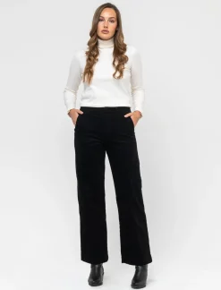 Donna Piazza Italia Pantaloni<Pantalone in velluto gamba larga con elastico in vita -