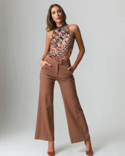 Donna Piazza Italia Donna|Pantaloni<Pantalone palazzo con chiusura con zip e bottoni. tasche americane sui fianchi - Cammello