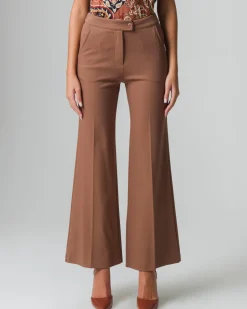 Donna Piazza Italia Donna|Pantaloni<Pantalone palazzo con chiusura con zip e bottoni. tasche americane sui fianchi - Cammello