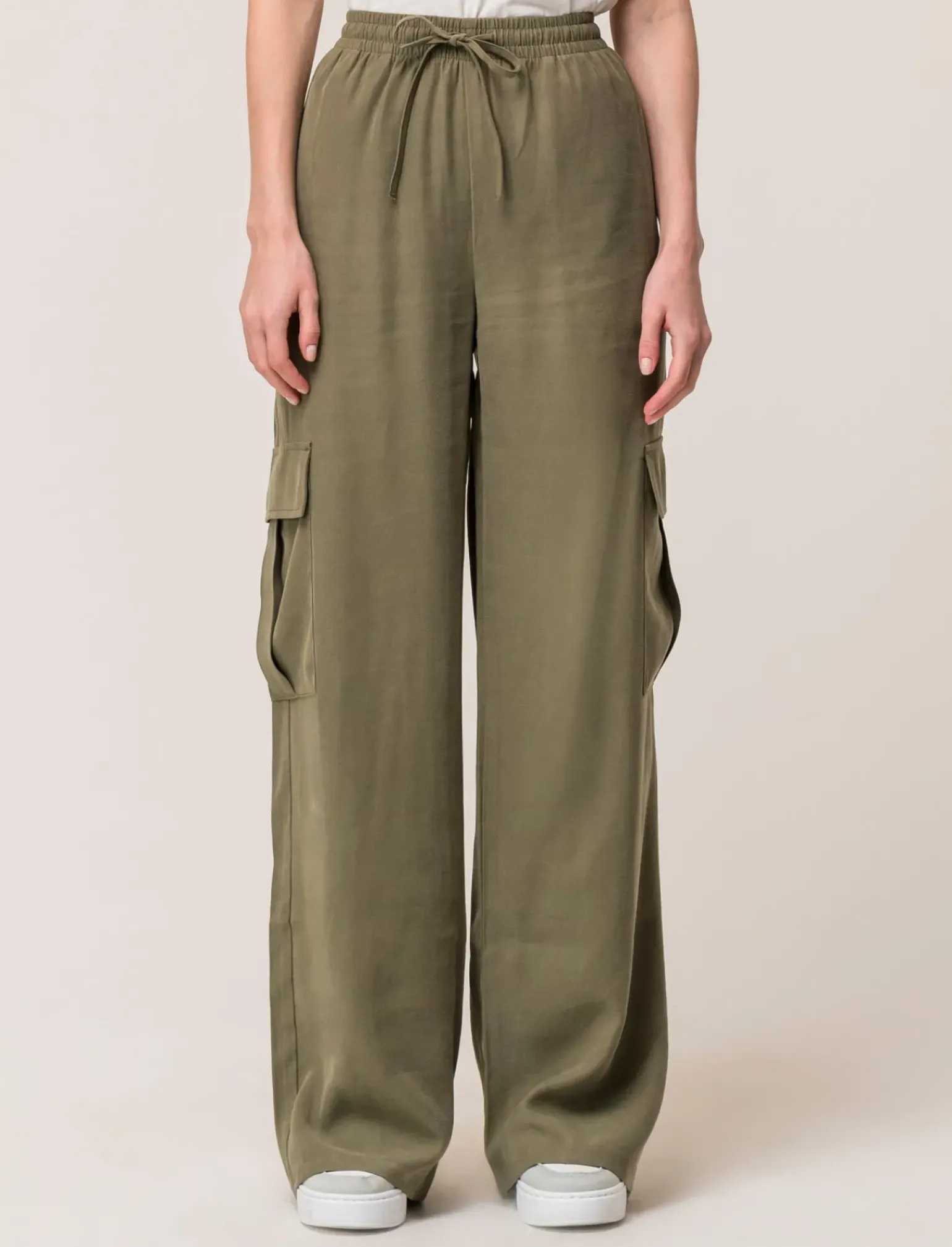 Donna Piazza Italia Donna|Pantaloni<Pantalone straight modello jogger con vita elastica regolabile e tasconi applicati - Kaky 1