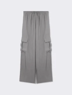 Donna Piazza Italia Donna|Pantaloni<Pantalone straight modello jogger con vita elastica regolabile e tasconi applicati - piombo