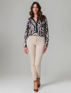 Donna Piazza Italia Pantaloni<Pantalone tessuto elastico con vestibilità slim - burro