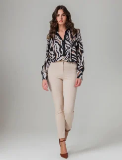 Piazza Italia Pantalone tessuto elastico con vestibilità slim - burro Bianco Clearance