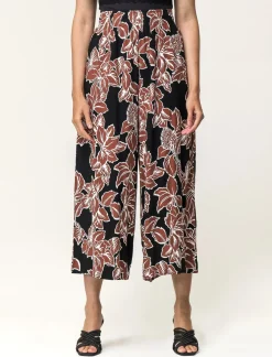 Donna Piazza Italia Pantaloni<Pantalone vestibilità culotte con elastico in vita in visocosa stampato - var 1