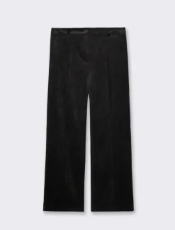 Donna Piazza Italia Pantaloni<Pantalone vita alta a coste con tessuto effetto velluto -