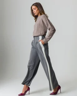 Donna Piazza Italia Donna|Pantaloni<Pantalone vita alta con banda laterale -