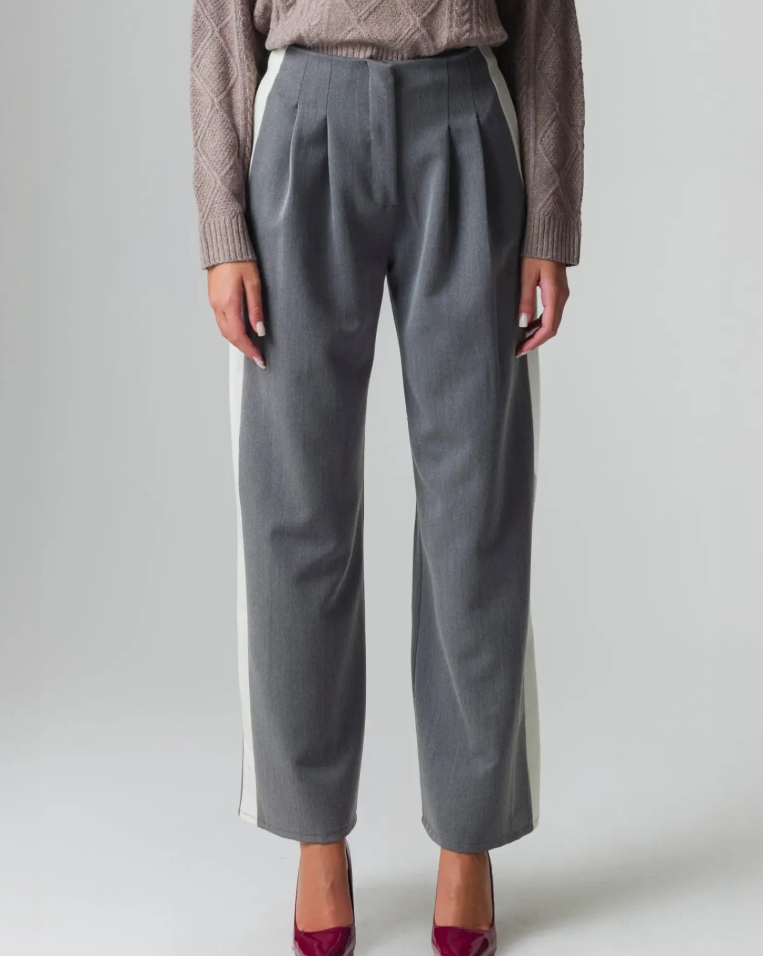 Donna Piazza Italia Donna|Pantaloni<Pantalone vita alta con banda laterale -