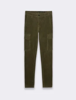 Uomo Piazza Italia Pantaloni<Pantaloni cargo in velluto a coste tapered fit con tasche a toppa posteriori - militare