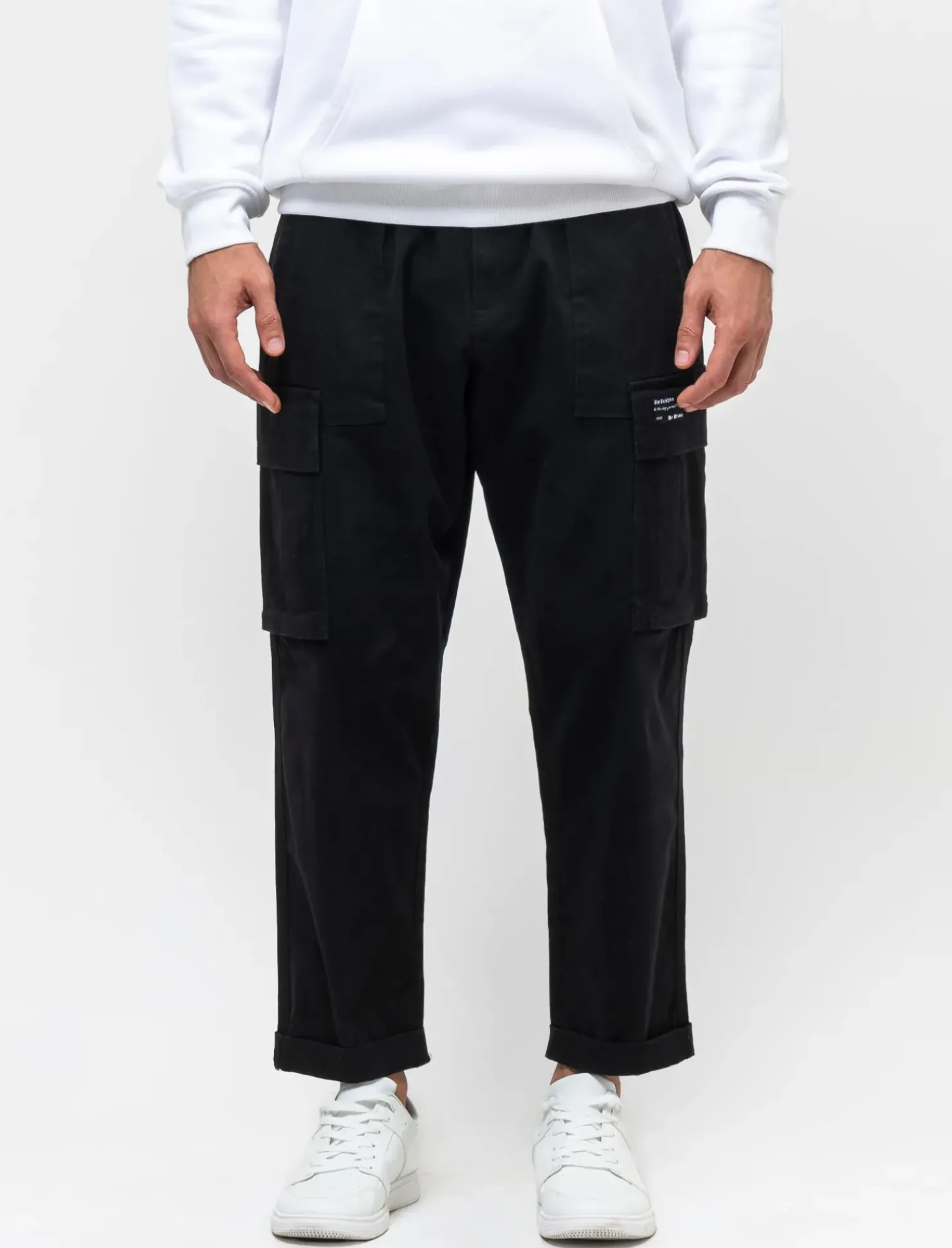 Piazza Italia Pantaloni cargo Relaxed fit con tasche a filetto - Nero Clearance