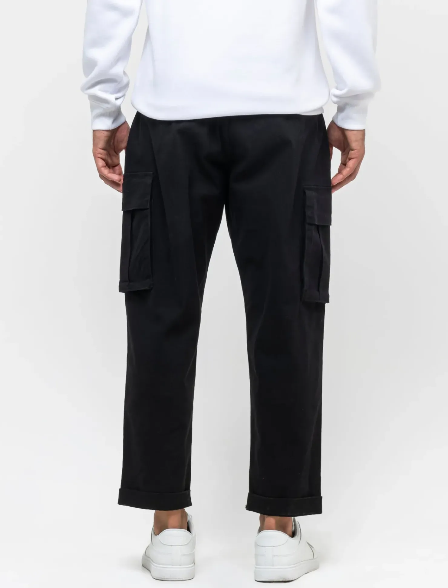 Piazza Italia Pantaloni cargo Relaxed fit con tasche a filetto - Nero Clearance